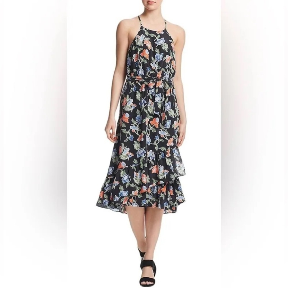 Joie Deme Floral Printed Silk Midi Dress - Picture 2 of 10
